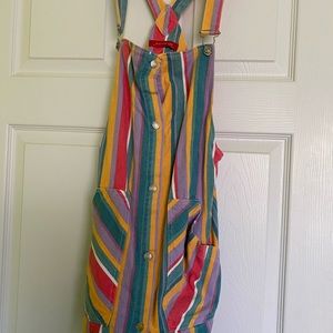 Pastel Rainbow Jean Overall Dress